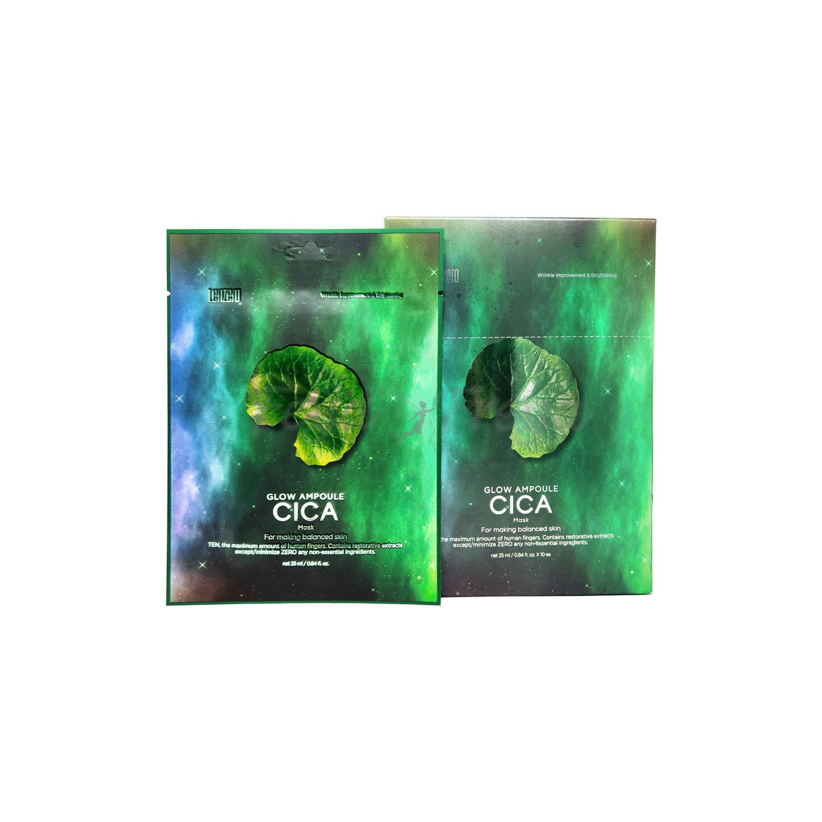 TENZERO GLOW AMPOULE CICA MASK Тканевая маска для лица с экстрактом центеллы азиатской 25мл*10шт