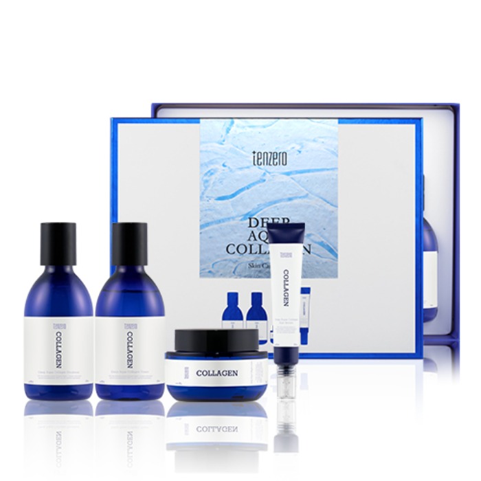 TENZERO DEEP AQUA COLLAGEN SKIN CARE 4 SET Набор для ухода за лицом глубокоувлажняющий с коллагеном 