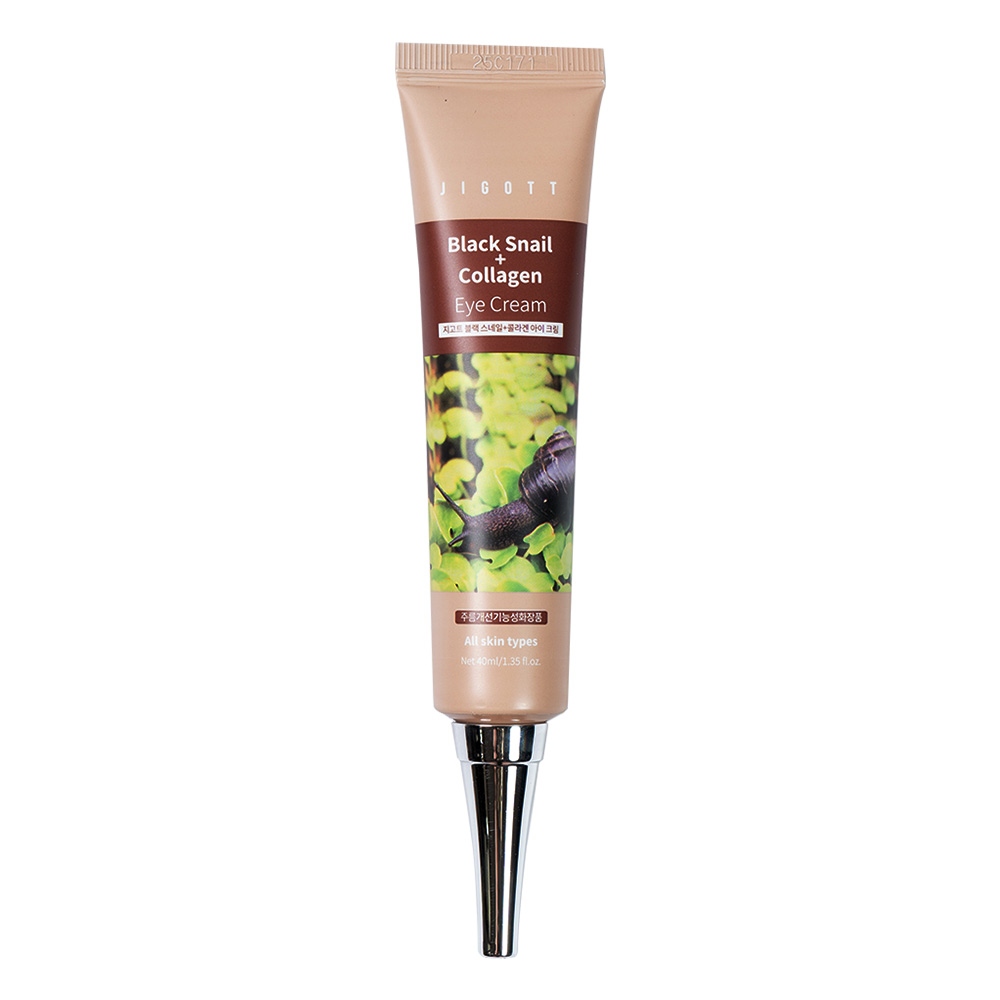 JIGOTT BLACK SNAIL+COLLAGEN EYE CREAM Омолаживающий крем для век с муцином черной улитки и коллагеном 40мл