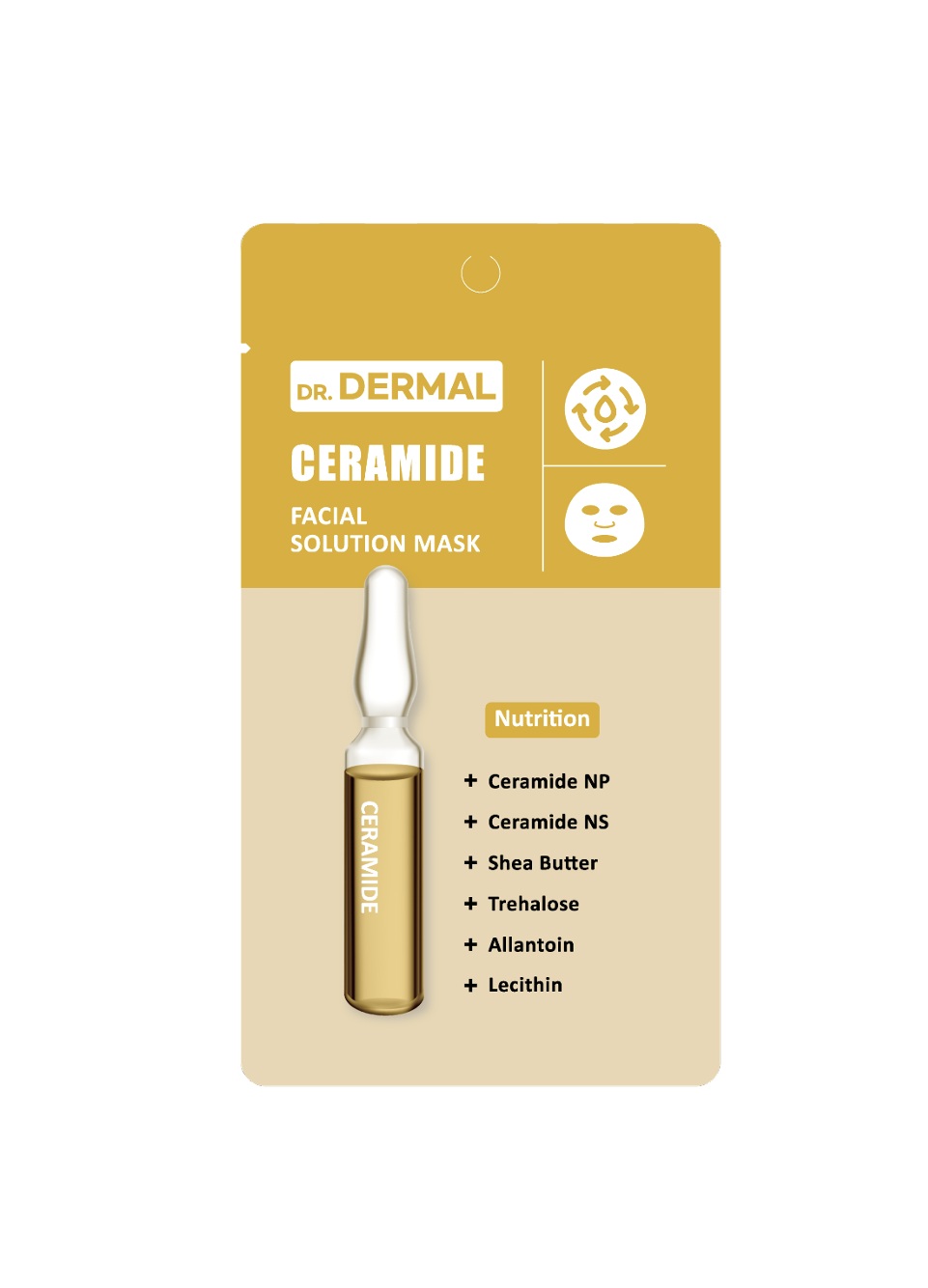 DR.DERMAL FACIAL SOLUTION MASK CERAMIDE Питательная тканевая маска для лица с керамидами 25м*10штл