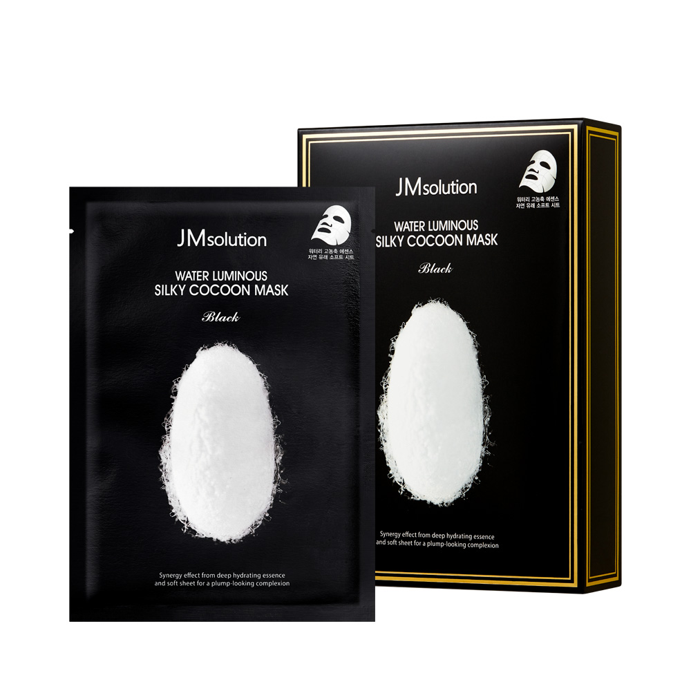 JM SOLUTION WATER LUMINOUS SILKY COCOON MASK BLACK Маска для упругости кожи с протеинами шелка 35мл