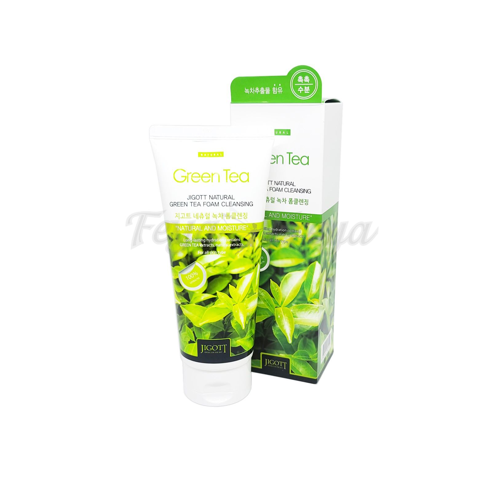 JIGOTT NATURAL FOAM CLEANSING GREEN TEA Пенка для лица с экстрактом зеленого чая 180мл.