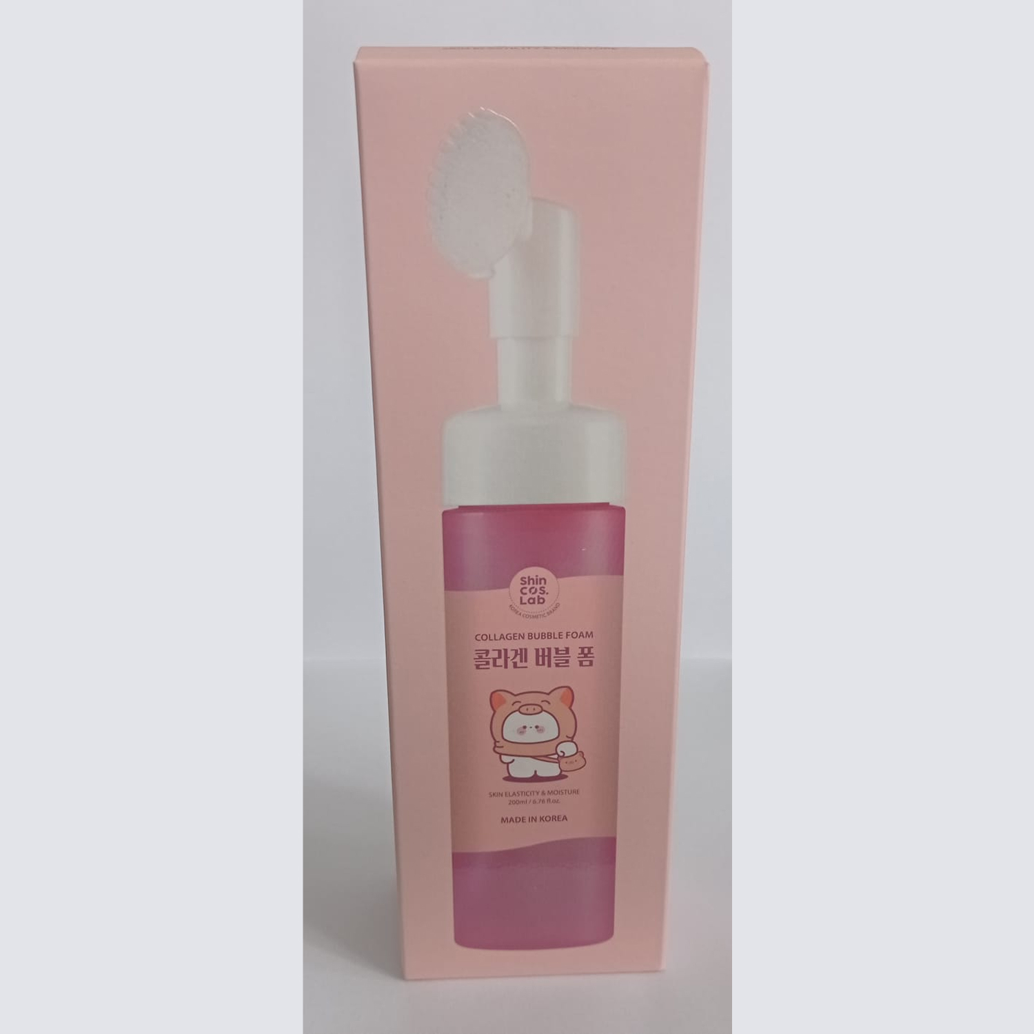 SHINCOS.LAB AHA/BHA/PHA CENTELLA 3% BUBBLE COLLAGEN FOAM CLEANSING BRUSH Бабл пенка для умывания с кислотами, центеллой и коллагеном 3% 200мл