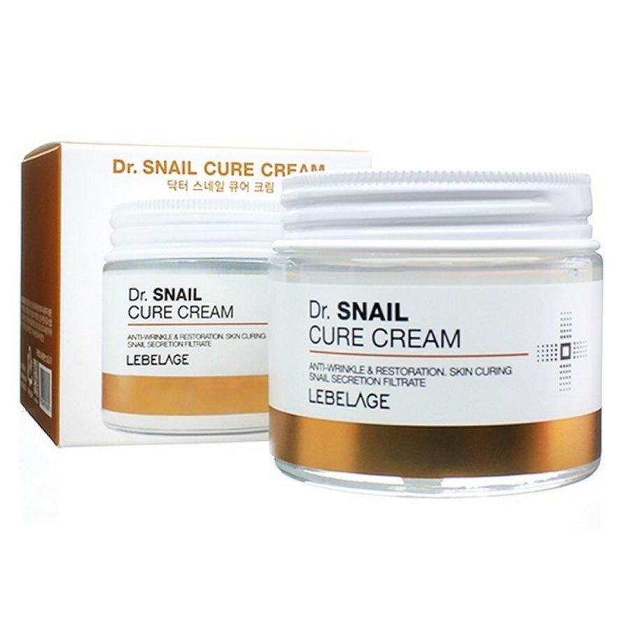 LEBELAGE Dr. SNAIL CURE CREAM Антивозрастной восстанавливающий крем для лица с мцуином улитки 70мл