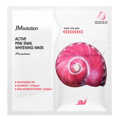 JM SOLUTION ACTIVE  PINK SNAIL MASK PREMIUM Премиальная маска с муцином розовой улитки для сияния 33мл*5шт-АКЦИЯ