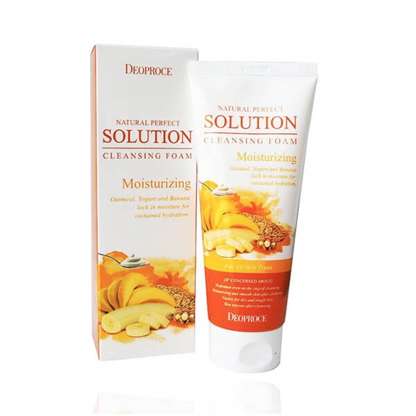 DEOPROCE NATURAL PERFECT SOLUTION CLEANSING FOAM OUTMEAL BANANA Пенка для умывания овсянка, банан 170г