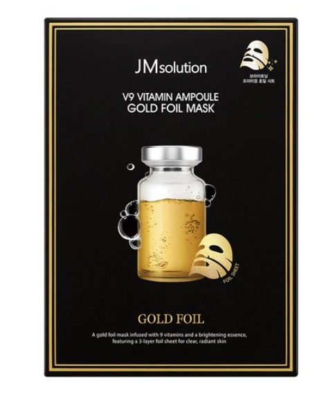 JM SOLUTION V9 VITAMIN AMPOULE GOLD FOIL MASK Витаминизированная ампульная тканевая маска 35мл