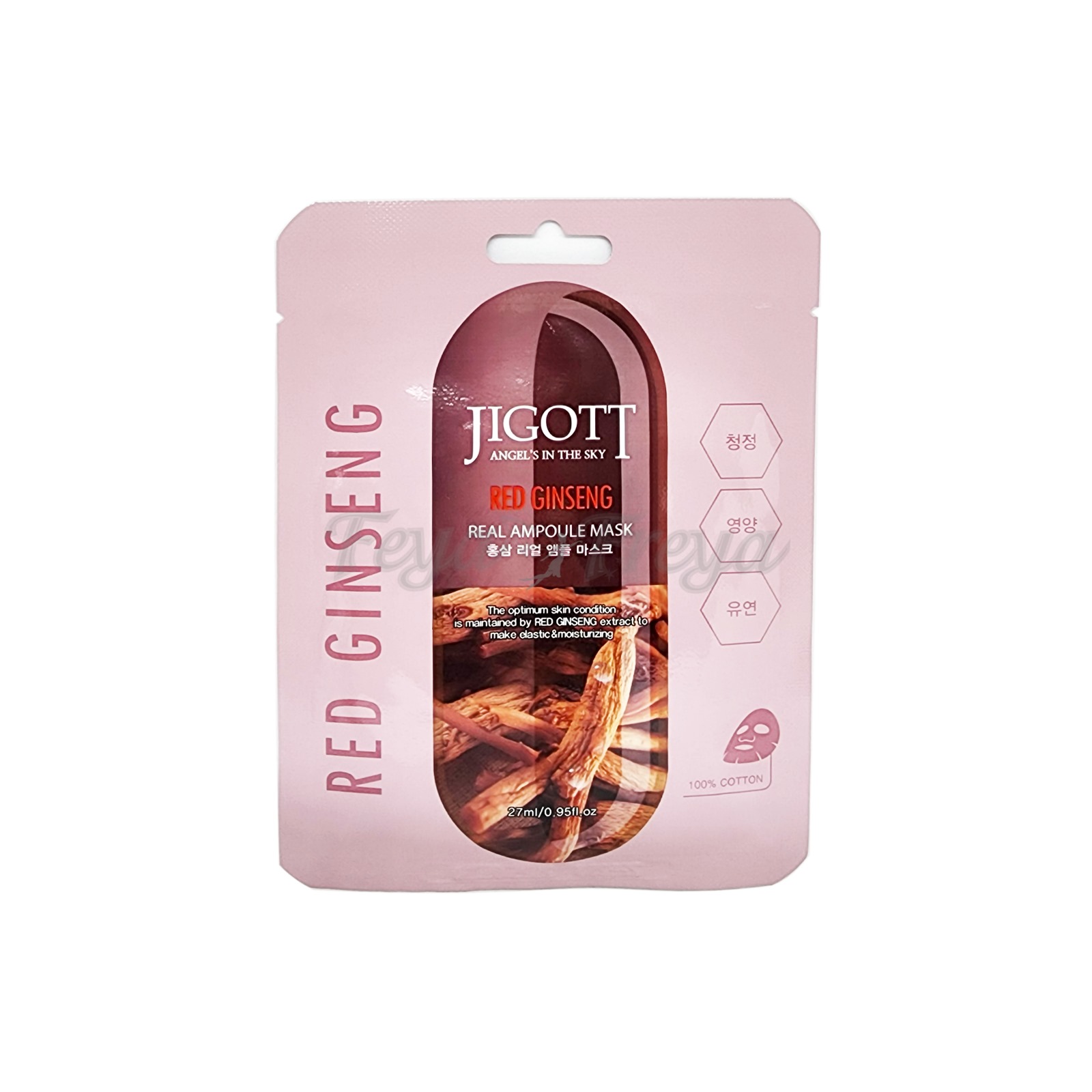 JIGOTT RED GINSENG REAL AMPOULE MASK Тканевая маска для лица с экстрактом красного Женшеня 27мл