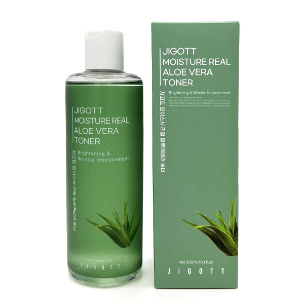 JIGOTT MOISTURE REAL ALOE VERA TONER Увлажняющий тонер с экстрактом алоэ вера 300мл