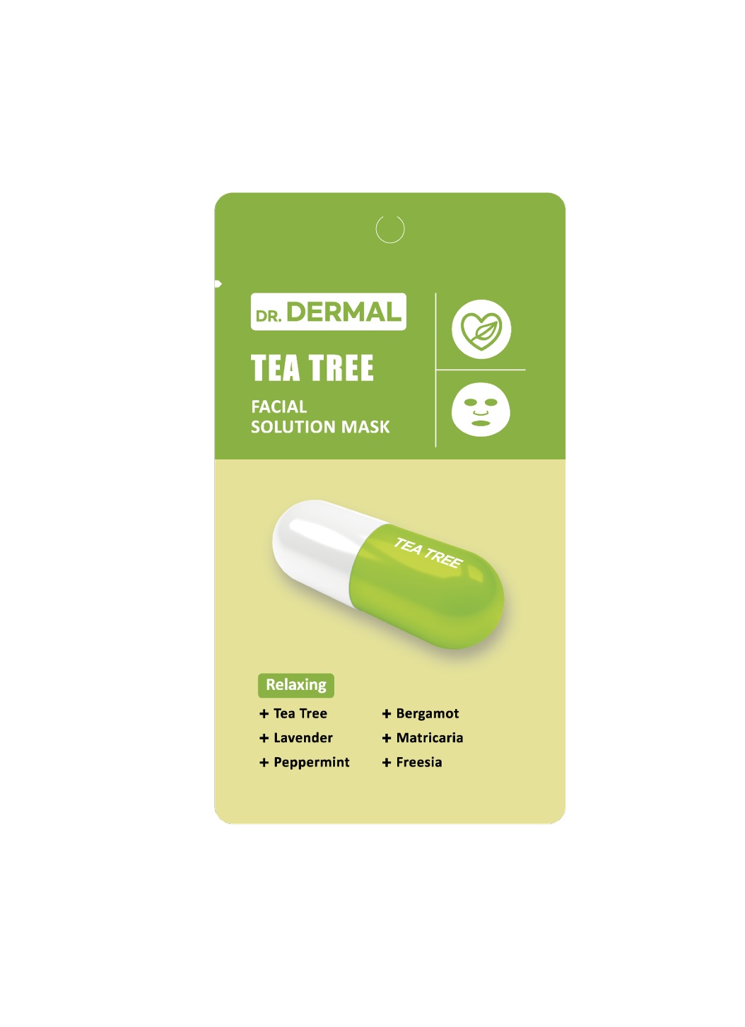 DR.DERMAL FACIAL SOLUTION MASK TEA TREE Тканевая маска для лица с чайным деревом для проблемной кожи 25мл