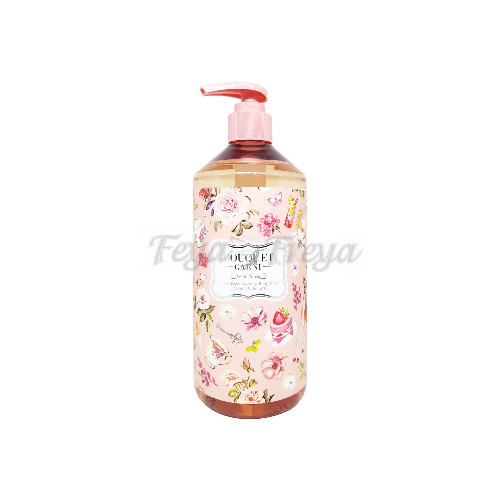 BOUQUET GARNI VITA COLLAGEN PERFUME BODY WASH WHITE MUSK 750ml Увлажняющий парфюмированный гель для душа с коллагеном "Белый мускус" 750мл