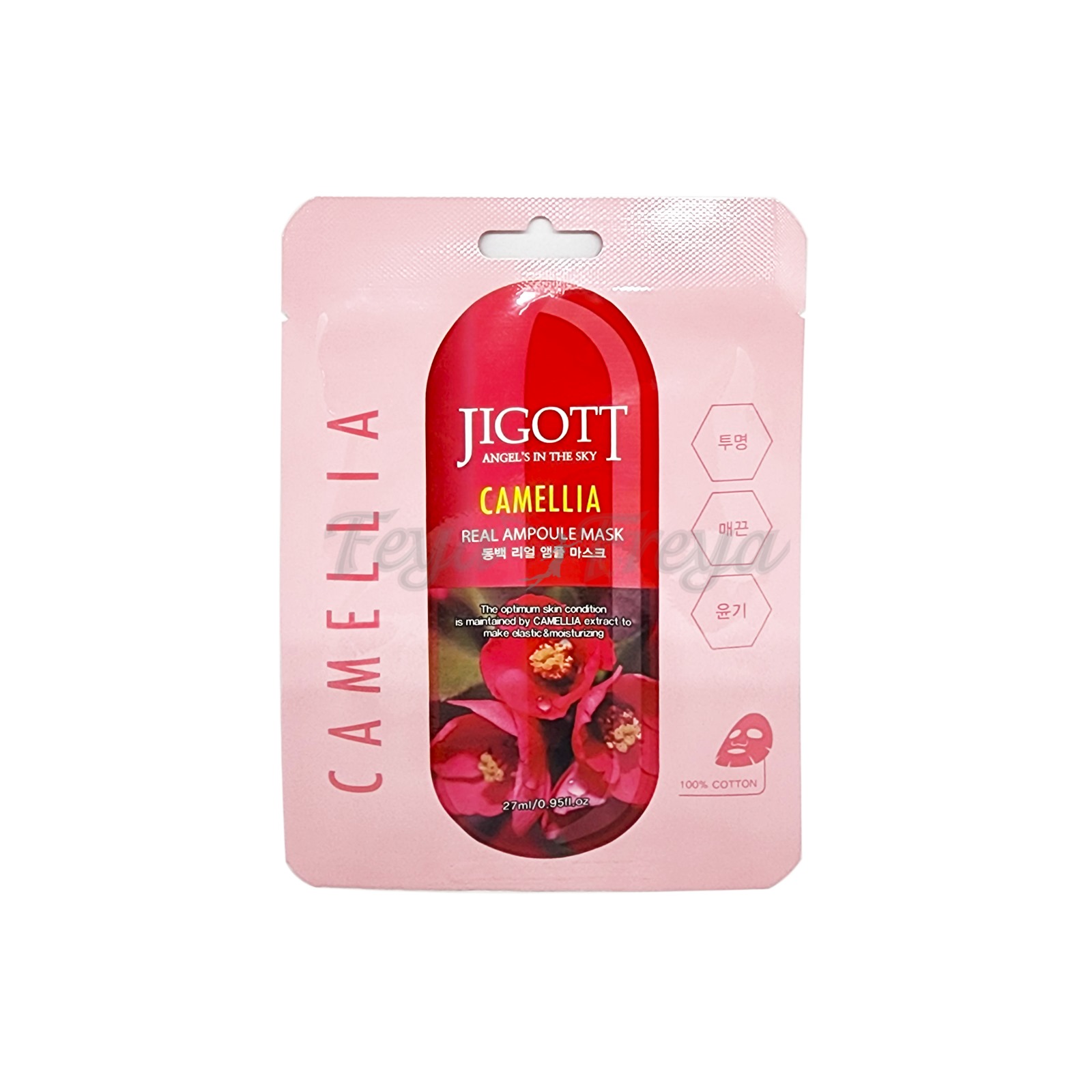 JIGOTT CAMELLIA REAL AMPOULE MASK Тканевая маска для лица с экстрактом Камеллии 27мл