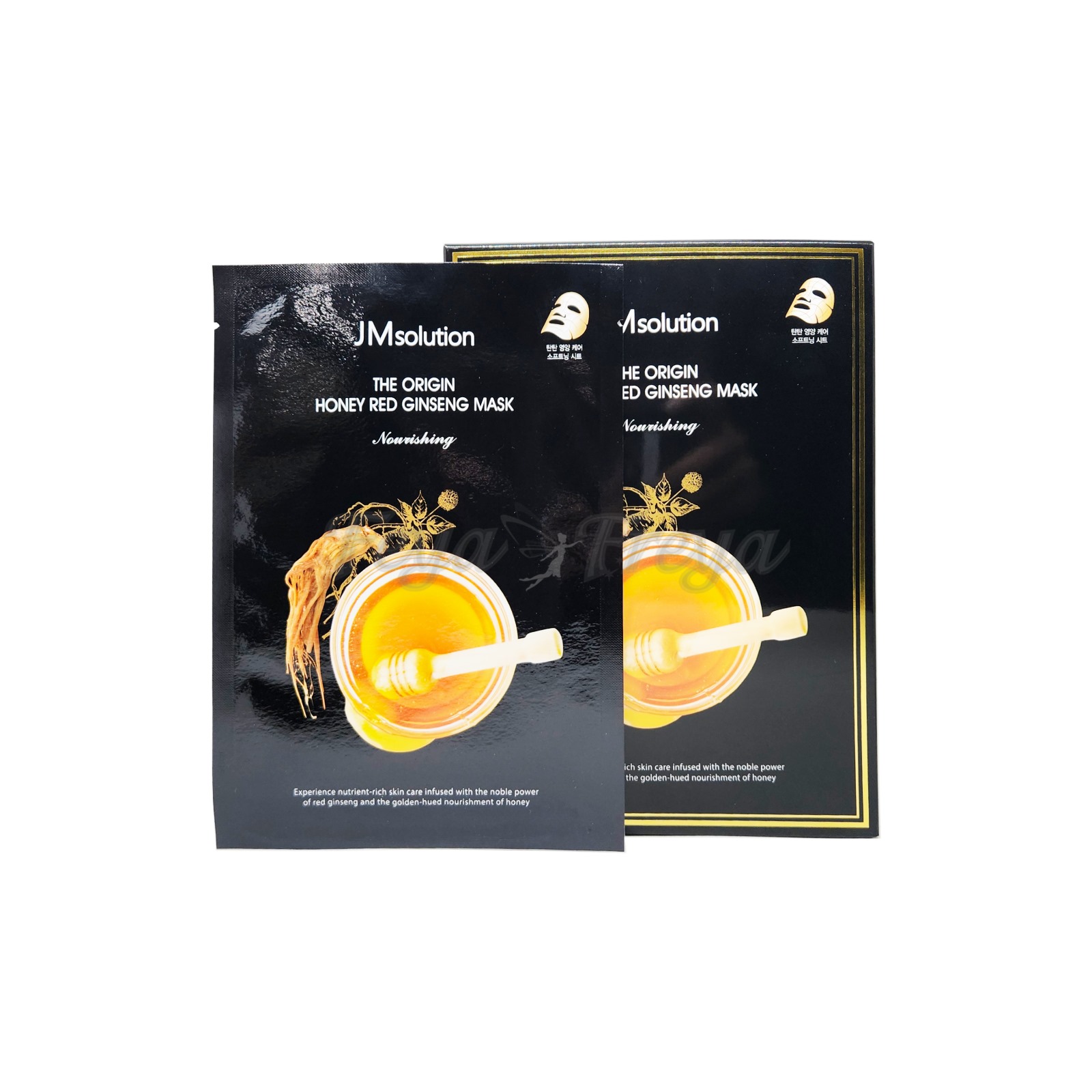 JM SOLUTION THE ORIGIN HONEY GINSENG MASK Питательная тканевая маска с женьшенем и прополисом 30мл