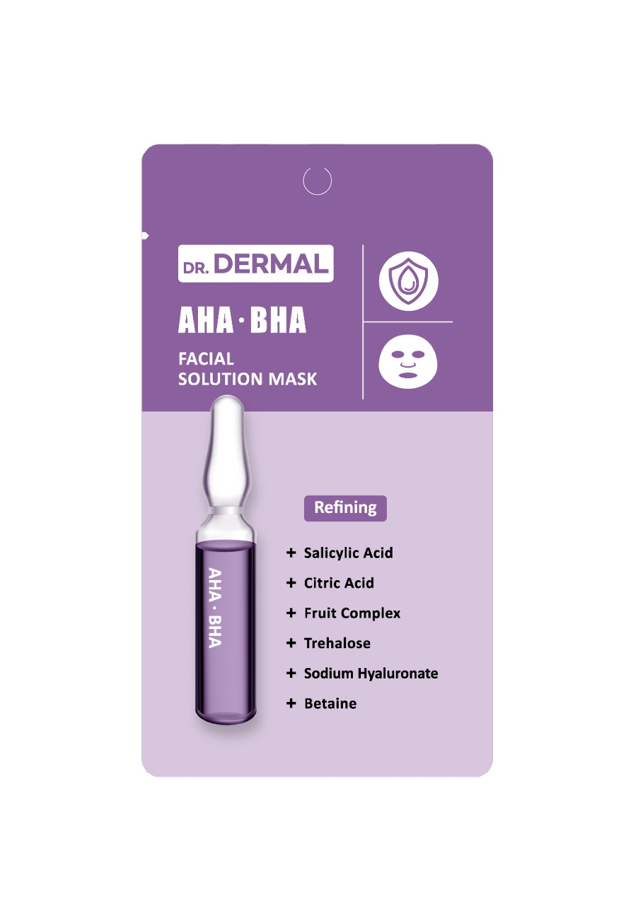 DR.DERMAL FACIAL SOLUTION MASK AHA·BHA Тканевая маска для лица с АНА·BHA кислотами 25мл*10шт