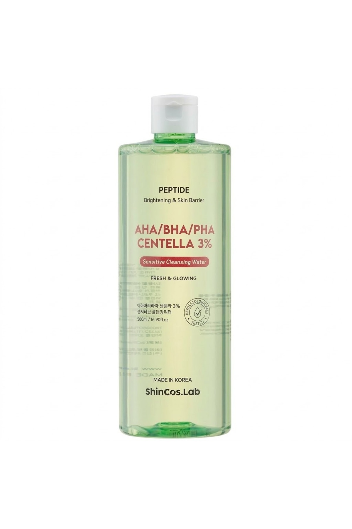 SHINCOS.LAB AHA/BHA/PHA CENTELLA 3% SENSITIVE CLEANSING WATER Мицеллярная очищающая вода с центеллой 500мл