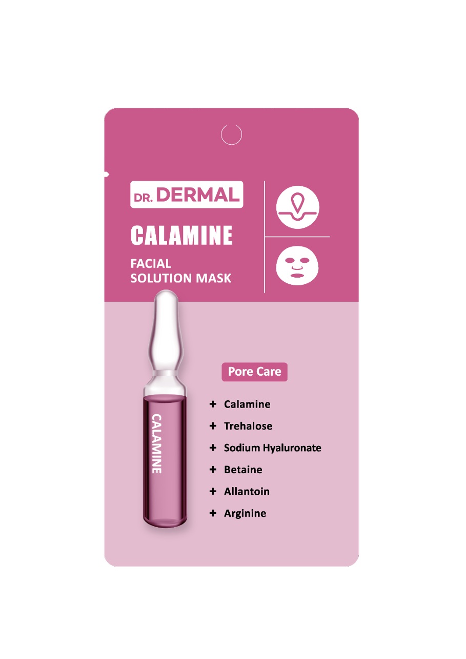 DR.DERMAL FACIAL SOLUTION MASK CALAMINE Тканевая маска для лица для сужения пор с каламином 25мл