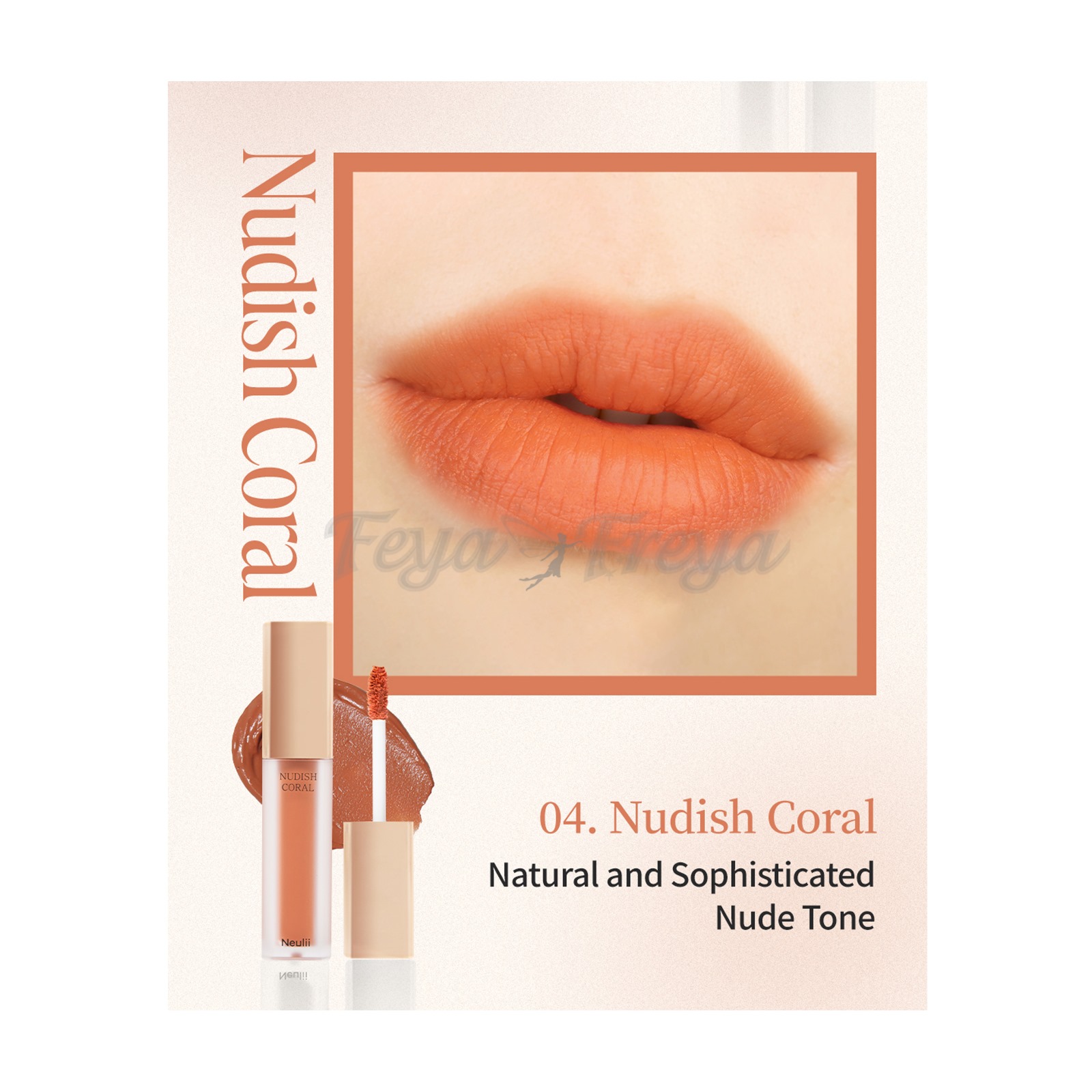 NEULII NATURAL FIXING VELVET TINT NUDISH CORAL Бархатный тинт для губ "Лёгкий коралл" 4гр 