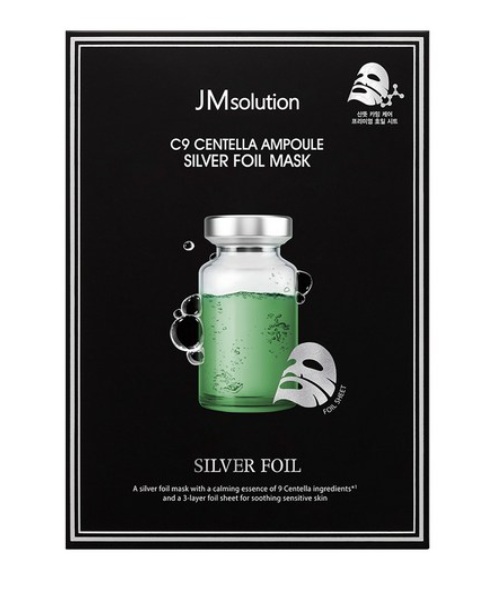 JM SOLUTION C9 CENTELLA AMPOULE SILVER FOIL MASK Успокаивающая ампульная тканевая маска с центеллой 35мл