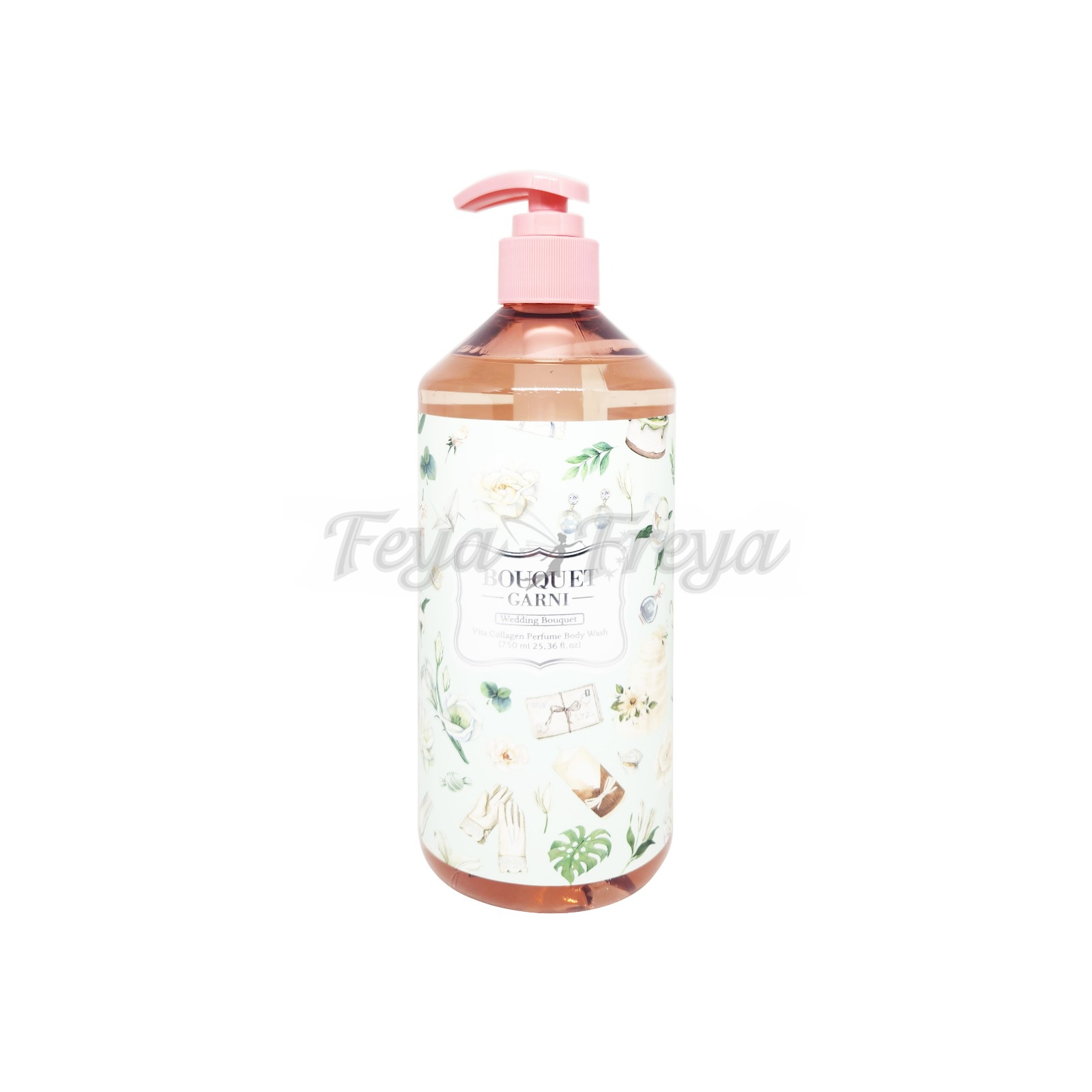 BOUQUET GARNI VITA COLLAGEN PERFUME BODY WASH WEDDING BOUQUET 750ml Увлажняющий парфюмированный гель для душа с коллагеном "Свадебный букет" 750мл