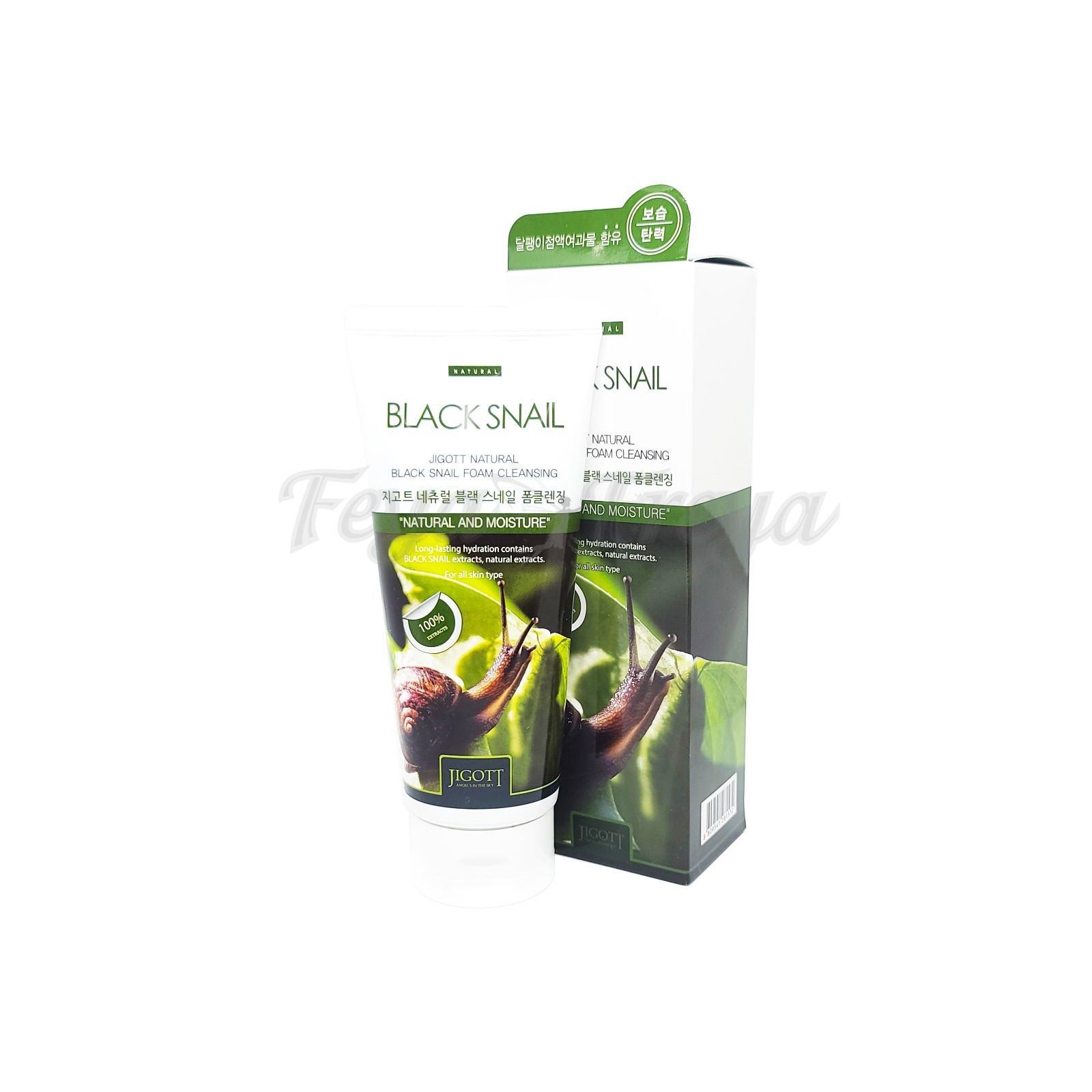 JIGOTT NATURAL FOAM CLEANSING BLACK SNAIL Пенка для лица с муцином черной улитки 180мл.