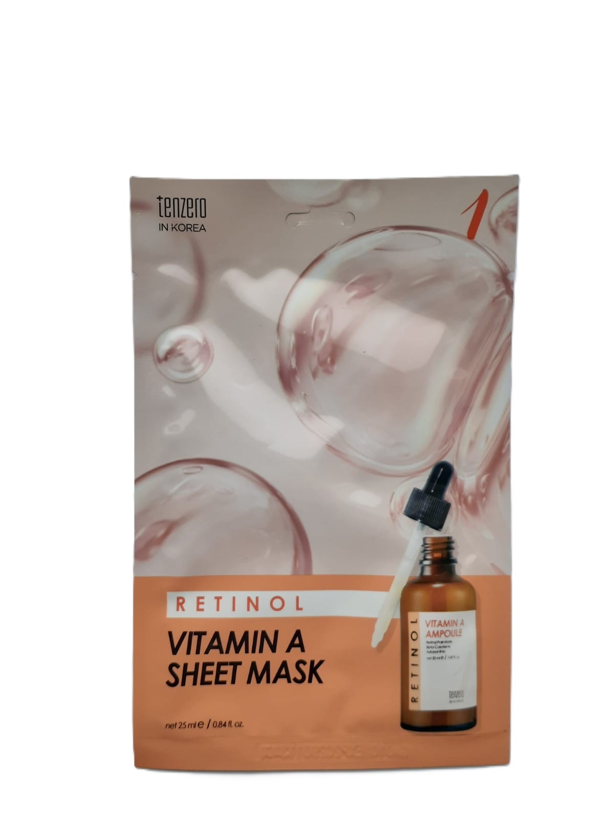 TENZERO RETINOL VITAMIN A AMPOULE SHEET MASK Маска для лица с витамином A 25мл