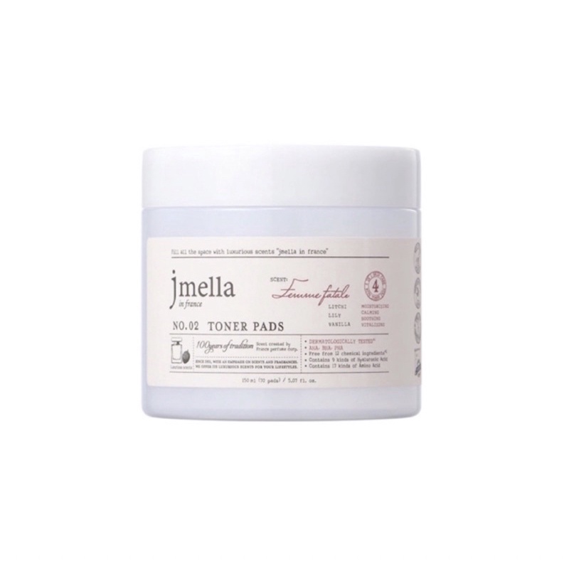 JMELLA IN FRANCE FEMME FATALE TONER PADS Парфюмированные очищающие педы для лица "Роковая женщина" 70шт