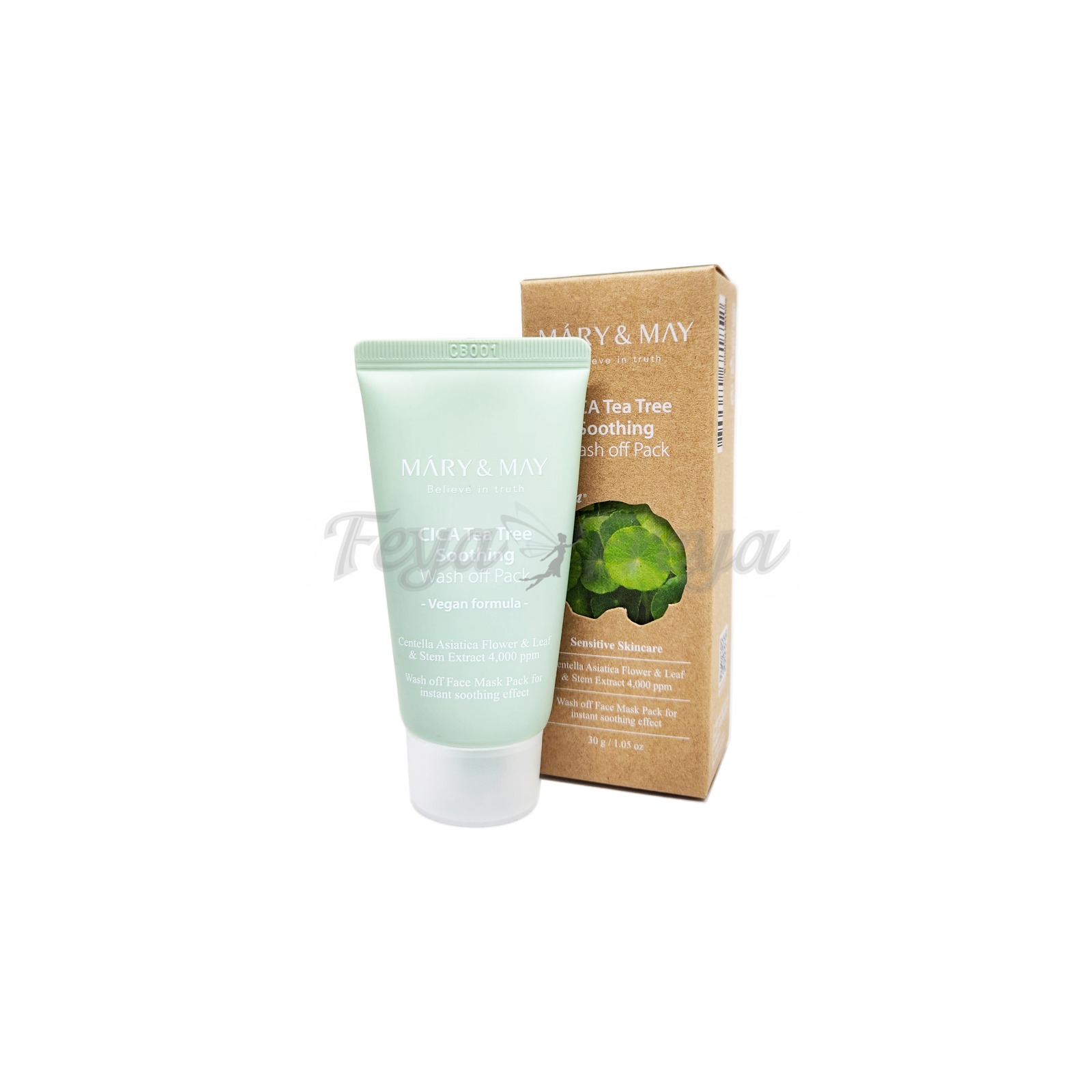 MARY & MAY CICA TEATREE SOOTHING WASH OFF PACK Успокаивающая маска с чайным деревом и центеллой 30гр