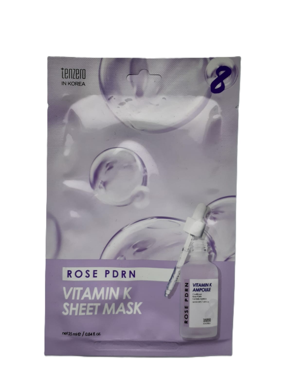 TENZERO ROSE PDRN VITAMIN K AMPOULE SHEET MASK Маска для лица с экстрактом розы, PDRN и витамином K 25мл