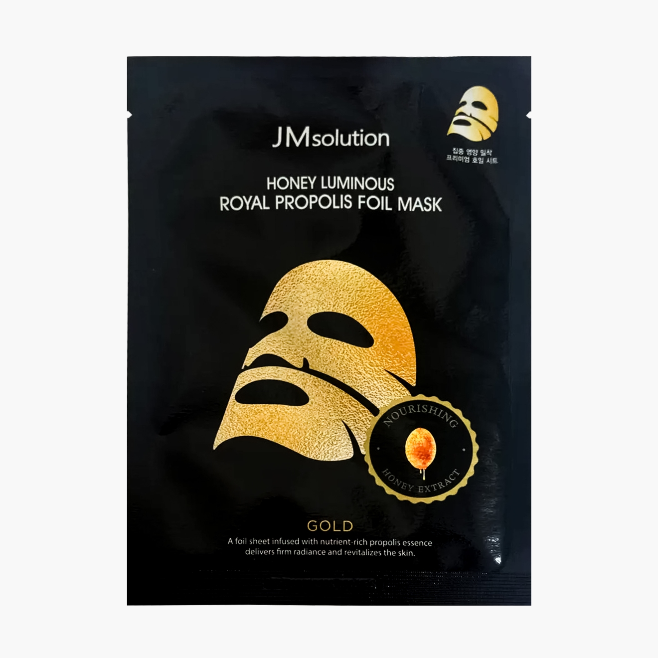 JM SOLUTION HONEY LUMINOUS ROYAL PROPOLIS FOIL MASK GOLD Питательная фольгированная тканевая маска с экстрактом прополиса 35мл