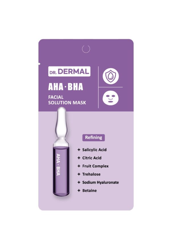 DR.DERMAL FACIAL SOLUTION MASK AHA·BHA 25ml Тканевая маска для лица с АНА·BHA кислотами 25мл*10шт