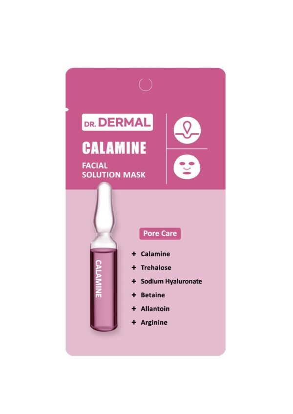 DR.DERMAL FACIAL SOLUTION MASK CALAMINE 25ml Тканевая маска для лица для сужения пор с каламином 25мл*10шт