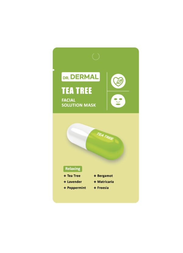 DR.DERMAL FACIAL SOLUTION MASK TEA TREE 25ml Тканевая маска для лица с чайным деревом для проблемной кожи 25мл*10шт