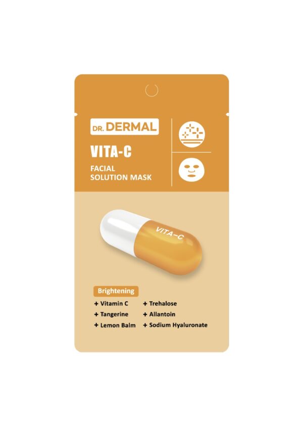 DR.DERMAL FACIAL SOLUTION MASK VITA-С 25ml Осветляющая тканевая маска для лица с витамином С 25мл*10шт