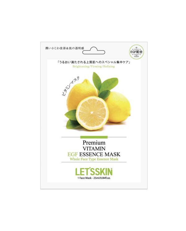 LET'S SKIN VITAMIN & EGF ESSENCE MASK 25ml*10ea Тканевая маска для лица с лимоном и EGF 25мл*10шт