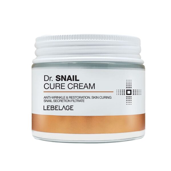 LEBELAGE Dr. SNAIL CURE CREAM Антивозрастной восстанавливающий крем для лица с мцуином улитки 70мл